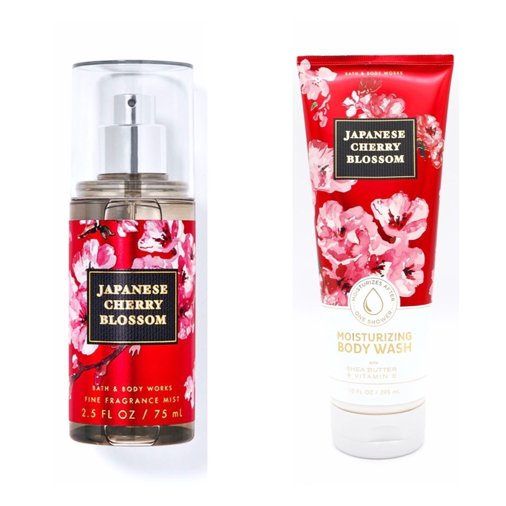NWT Bath & Body Works : japanese cherry blossom body wash + fragrance spray set